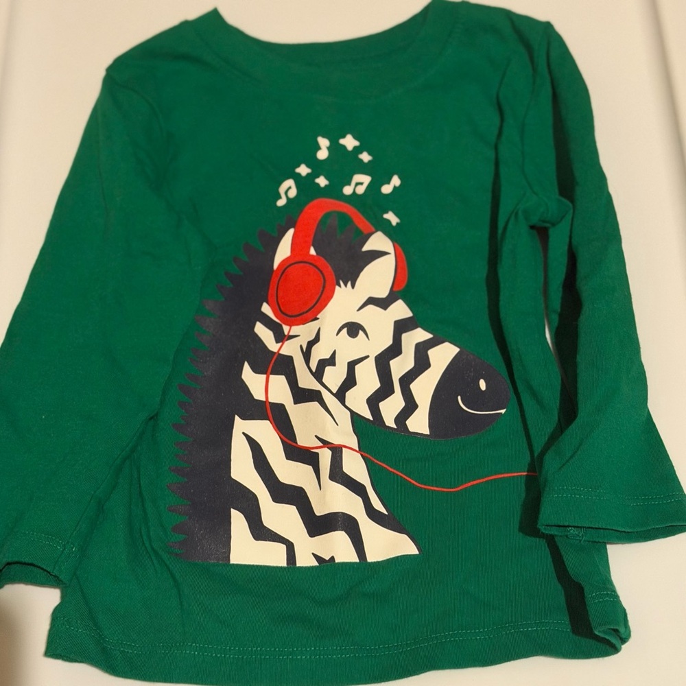 Cat & Jack Green Zebra Long Sleeve Tee